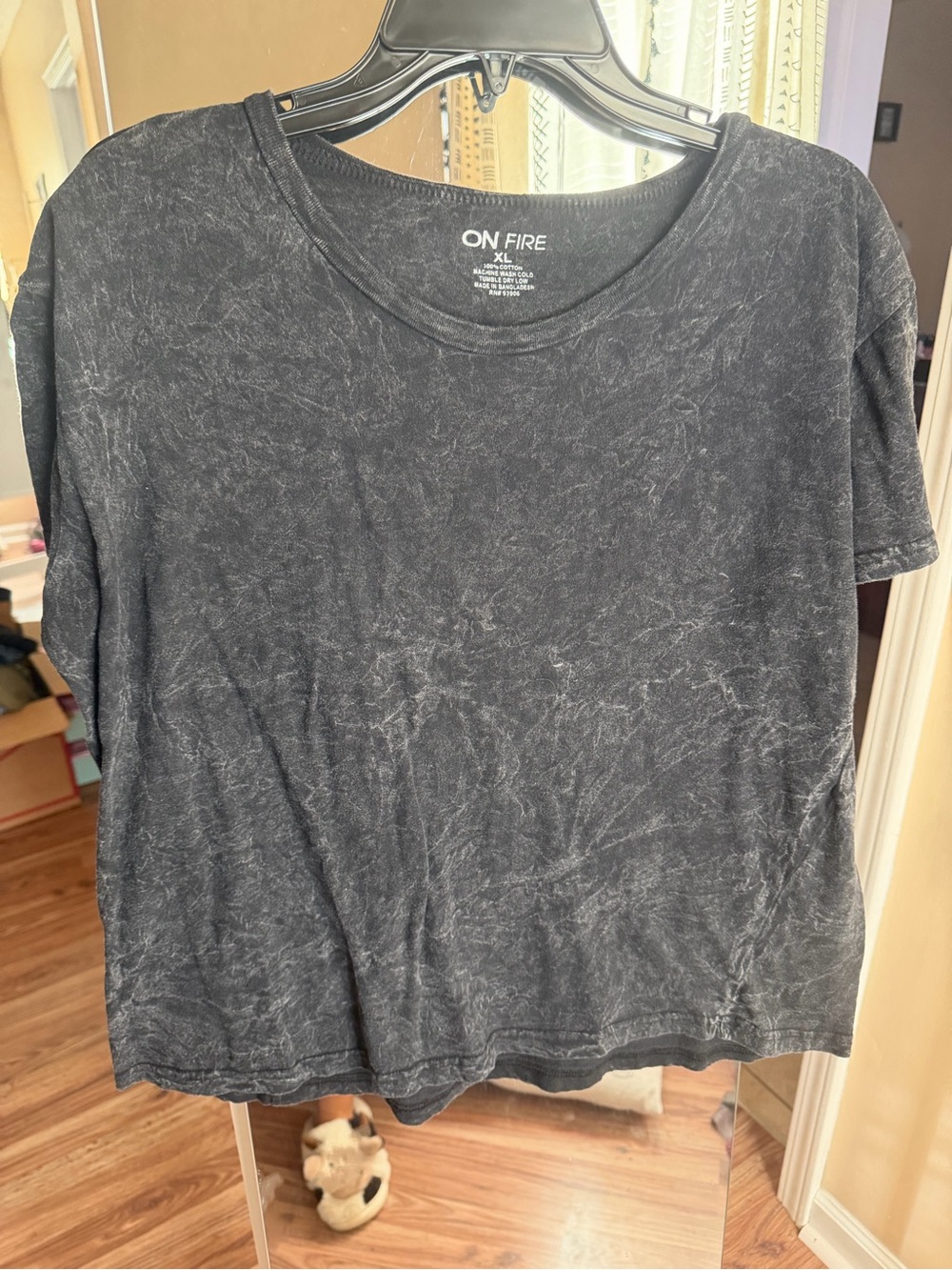 On Fire Women's Charcoal Mineral Wash Short Sleeve Tee